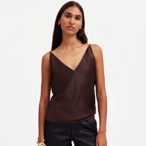 Madewell Brown Satin V-Neck Cami Top Size S